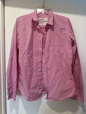 Frank & Eileen Barry Pink Fine-Striped Button-Down Shirt Size Medium 100% Cotton